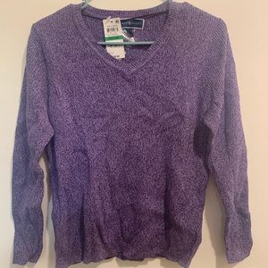 Purple Karen Scott Petite Large V Neck Sweater
